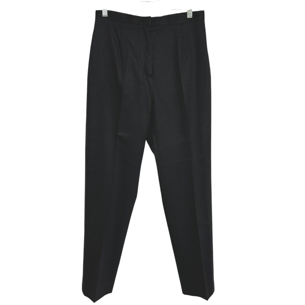 LL Bean Pants Women Black Wool Blend Straight Leg Quiet Luxury Minimalist 8